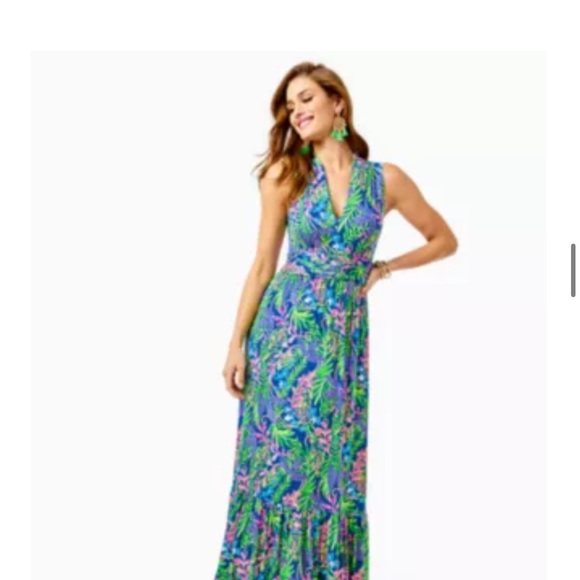 NWT Lilly Pulitzer Pearce Maxi Dress in Borealis Blue - Picture 7 of 12